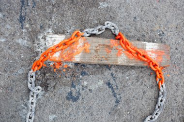 Anchor chain of boat with painted marks clipart