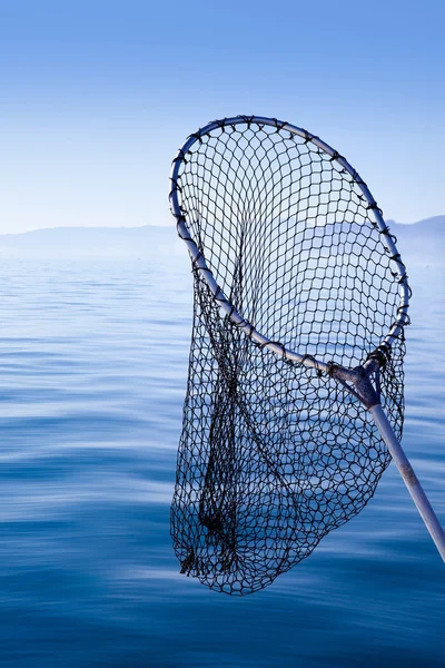 Red de desembarque de pesca en mar azul — Foto de Stock