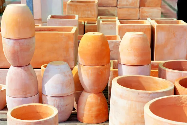 Ceramics pottery big pots for garden plants — Stock Photo, Image