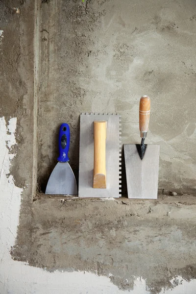 Construction stainless steel trowel tools and spatula — Stock Photo, Image