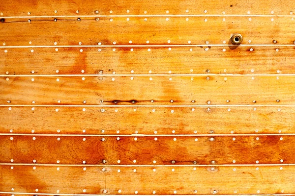 Barca dettaglio texture scafo in legno con calafataggio stucco — Foto Stock