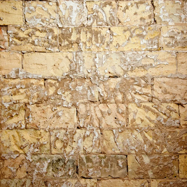 Cegła mur nieczysty ociera cement do przywrócenia — Zdjęcie stockowe