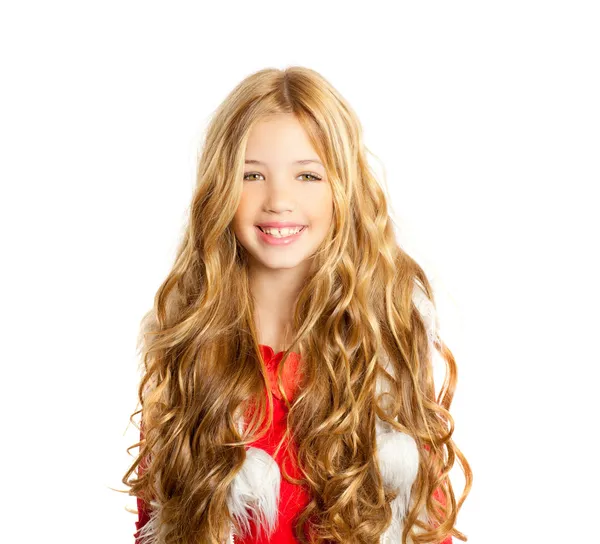 Kid little girl with christmas winter white fur — Stock Photo, Image