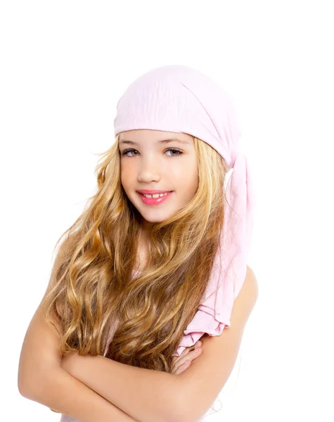 Kid girl with pirate handkerchief beautiful portrait — Stock Photo, Image