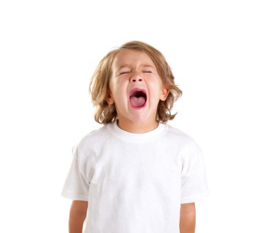 Children kid screaming expression on white clipart