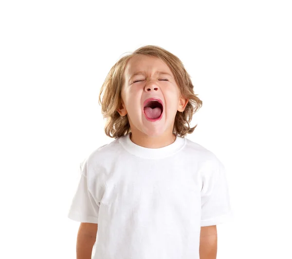 Barn barn skriker uttryck på vit — Stockfoto