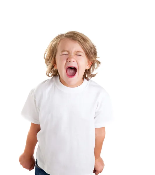 Niños niño gritando expresión en blanco — Foto de Stock