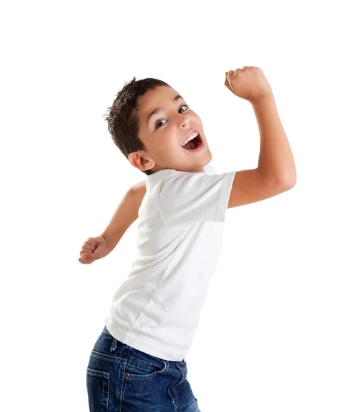 Bambini eccitati bambino epressione con gesto vincitore — Foto Stock