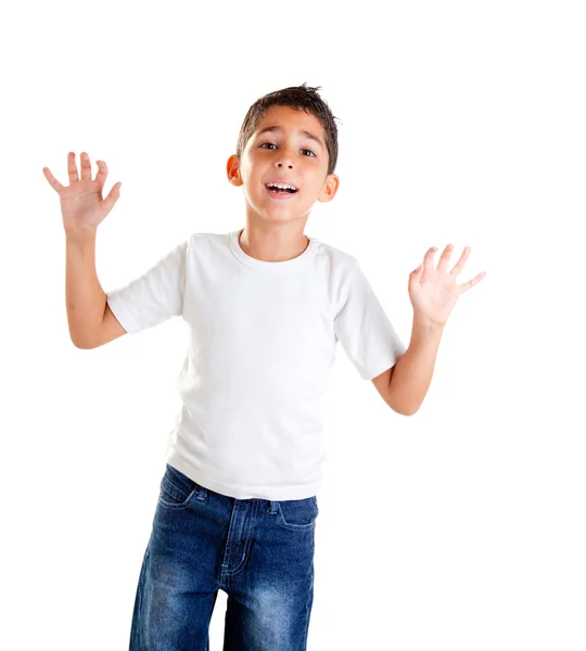 Παιδιά με αστεία έκφραση χειρονομίας ανοίξει δάχτυλα — Φωτογραφία Αρχείου