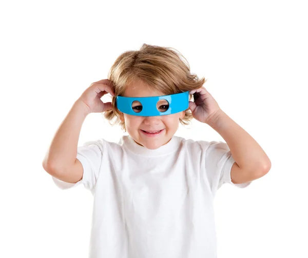 Děti s futuristické veselé modré brýle šťastné dítě — Stock fotografie