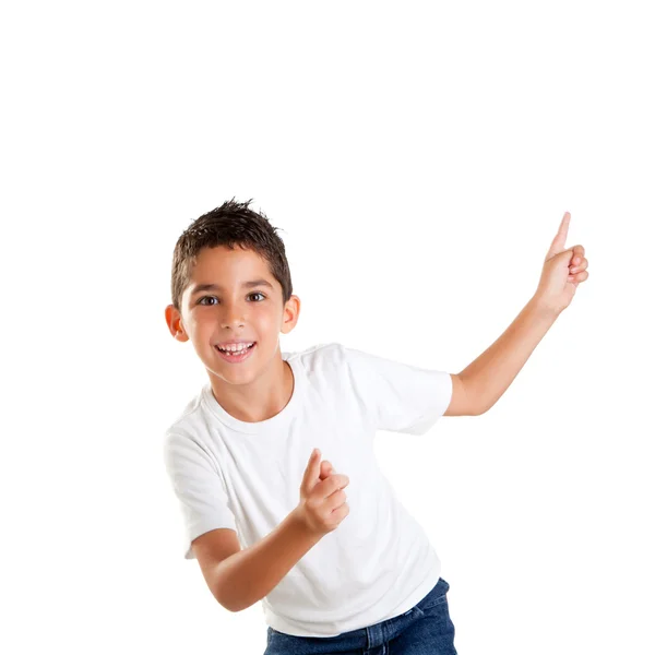 Bailando niños felices niño con los dedos arriba Fotos De Stock Sin Royalties Gratis