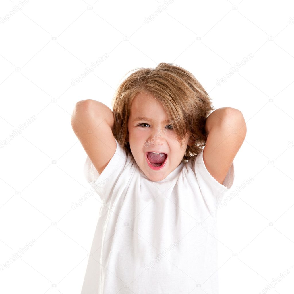 Children kid laughing happy with arms up isolated