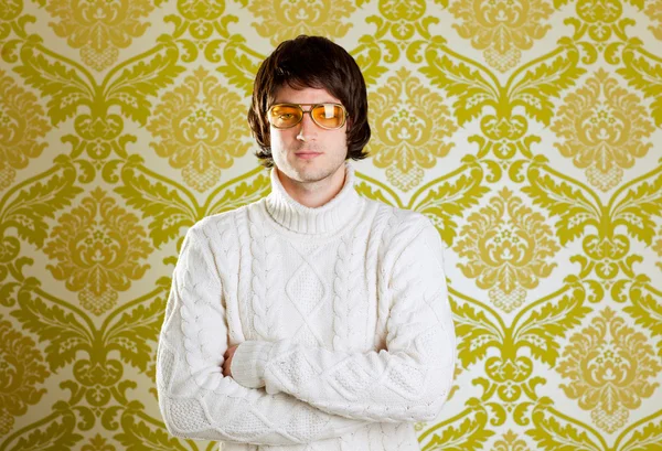 레트로 남자 빈티지 안경, 터틀 넥 스웨터 — 스톡 사진