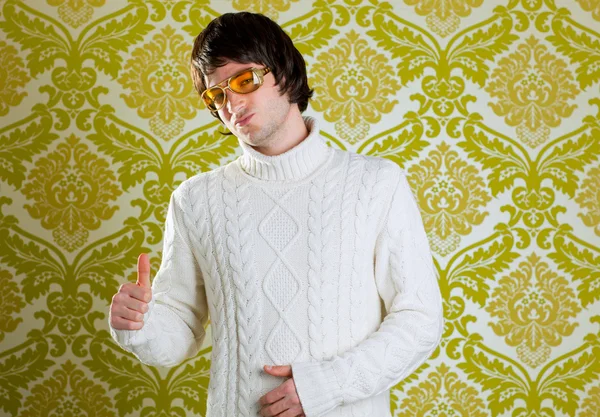 Retro man vintage glasses and turtleneck sweater — Stock Photo, Image