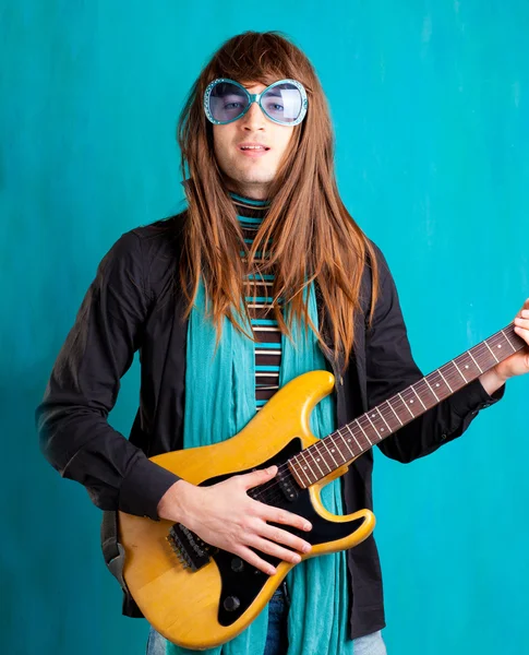 Humor retro vintage hip nehéz hetvenes gitár játs — Stock Fotó