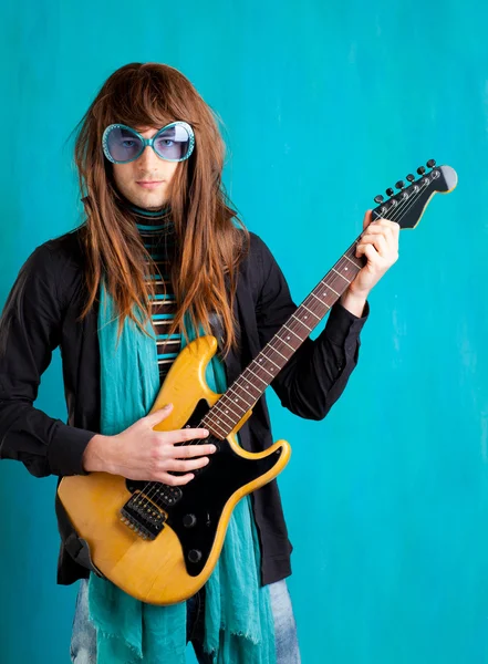 レトロなビンテージ ヒップ重い 70 年代のギターの騒乱をユーモアします。 — ストック写真