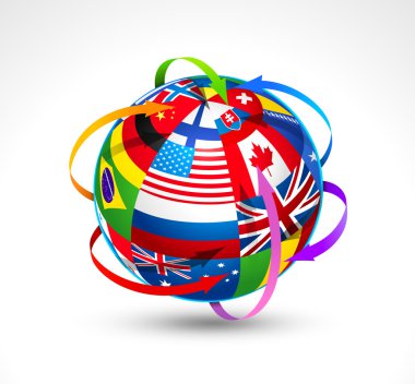 World flags sphere clipart