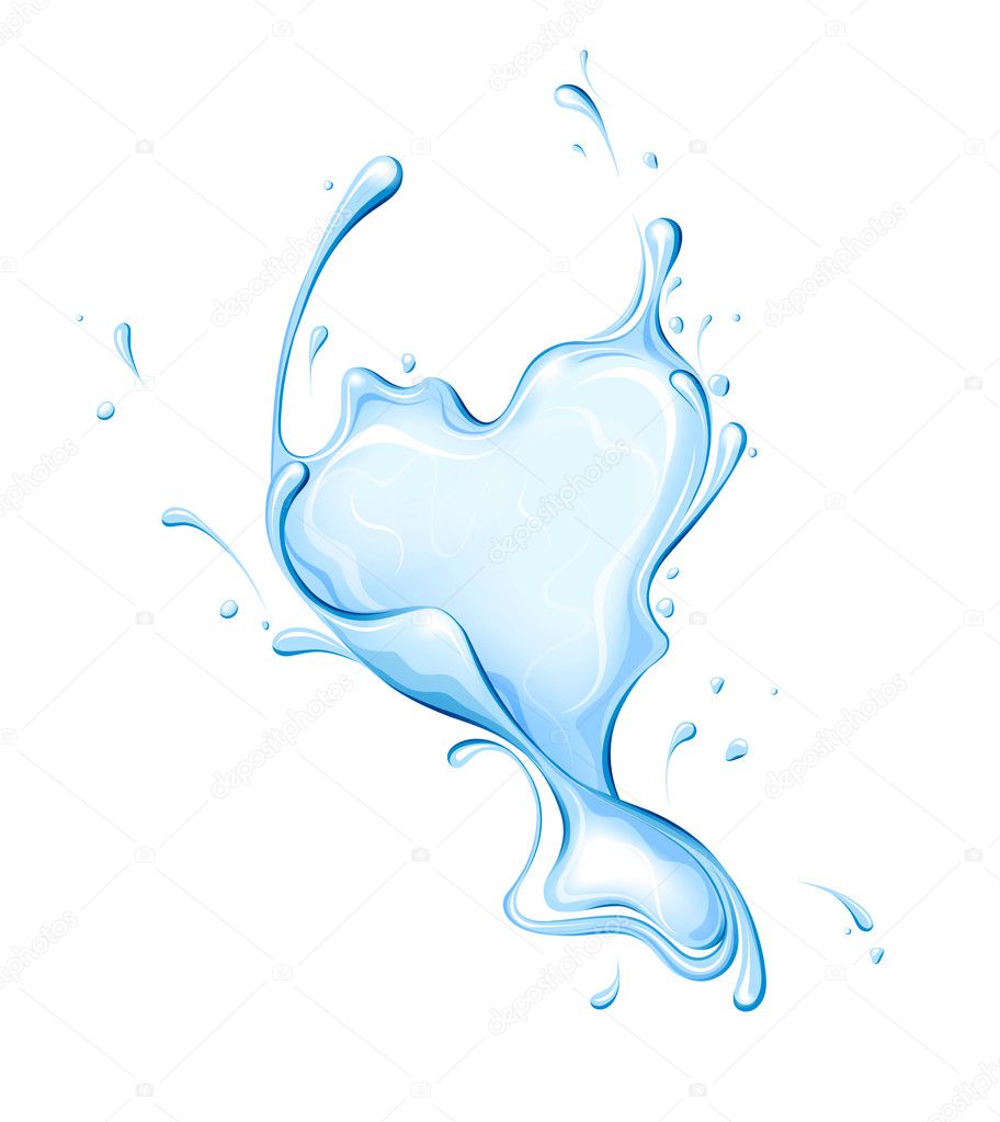 Heart of water splash. Vector illustration