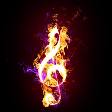 Flaming treble or G clef clipart