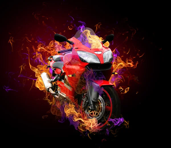 Motocicleta en llamas salvajes — Foto de Stock