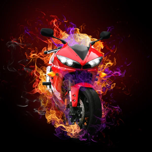 在野生火焰摩托车 — 图库照片