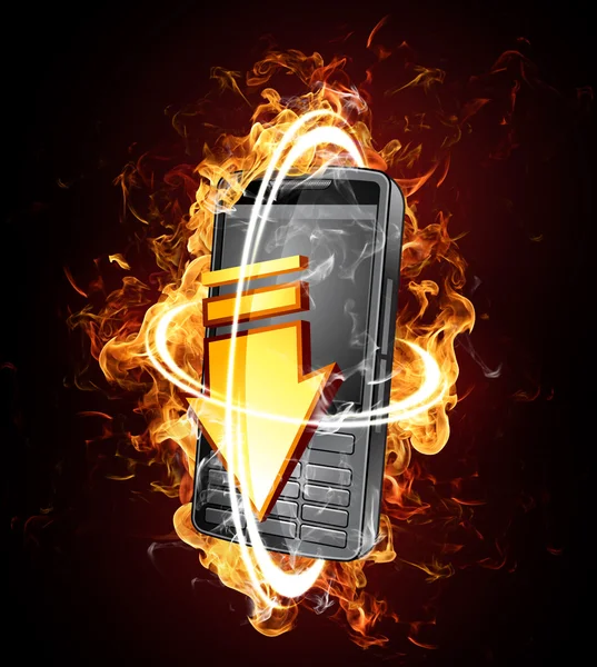 Smarttelefon med flammende hastighet – stockfoto