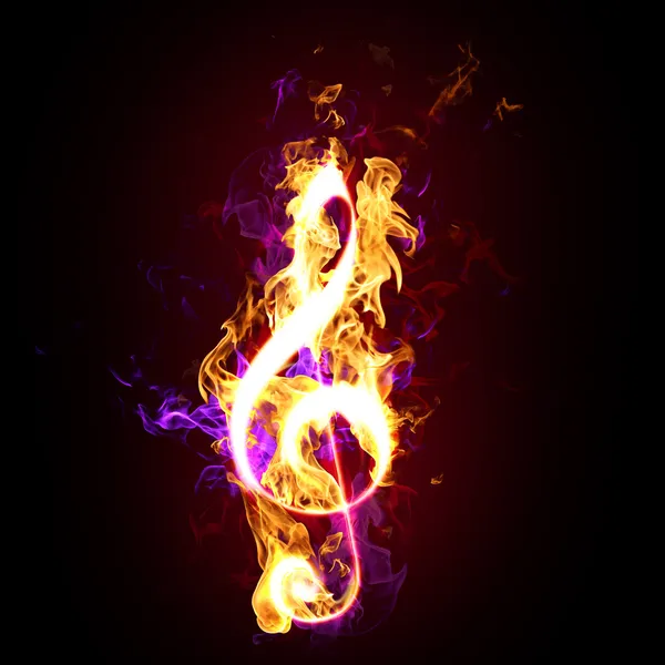Flaming treble of g-clef — Stockfoto