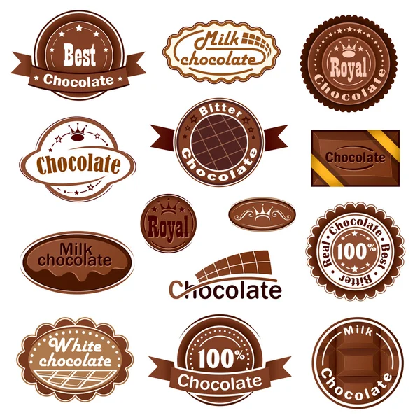 巧克力徽章一套 — 图库矢量图片