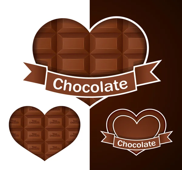 Corazones de chocolate — Vector de stock