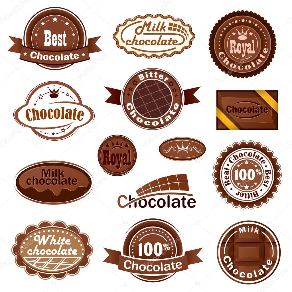 Set of chocolate badges