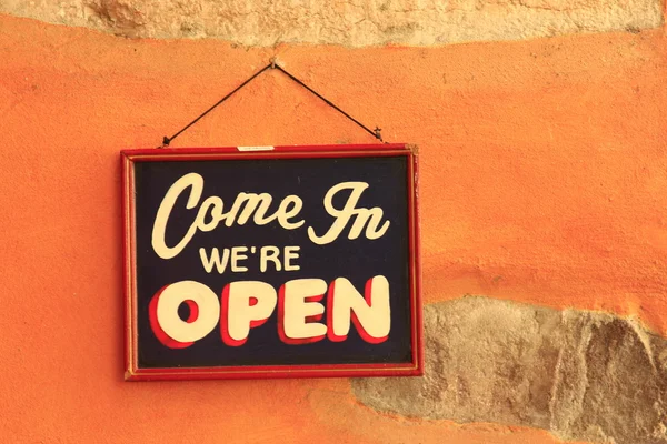 Come in - we are open — Stock Photo, Image