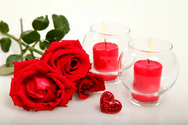 stock image Roses and candles