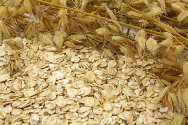 Ears of oats and oatmeal — Stock Photo, Image