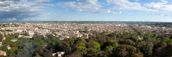 Panoramic view of the city of nimes in France