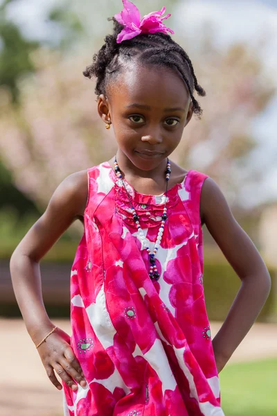Outdoor portrait of a cute african american little girl — Stock Photo, Image