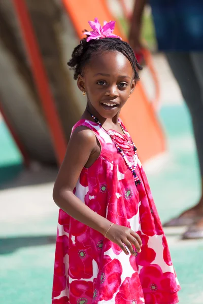 Egy aranyos afro-amerikai kislány portréja — Stock Fotó
