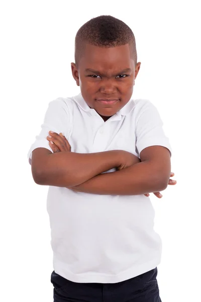 Πορτρέτο ενός θυμωμένος αφροαμερικάνων μικρού αγοριού — Φωτογραφία Αρχείου
