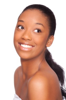 Young beautiful african woman, Isolated over white background clipart