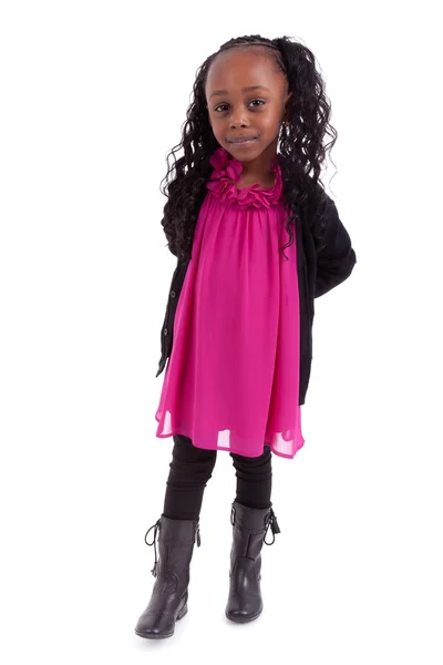 Pequena menina americana africana sorrindo — Fotografia de Stock