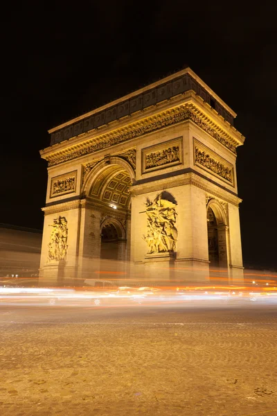 Arco del Triunfo - Arco del Triunfo de noche en París, Francia — Foto de Stock