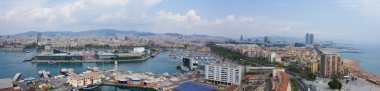 Panoramic view of Barcelona in Spain clipart