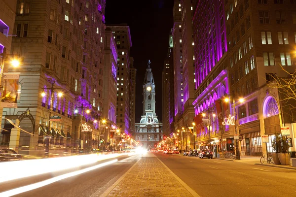 Philadelphia straten per nacht — Stockfoto