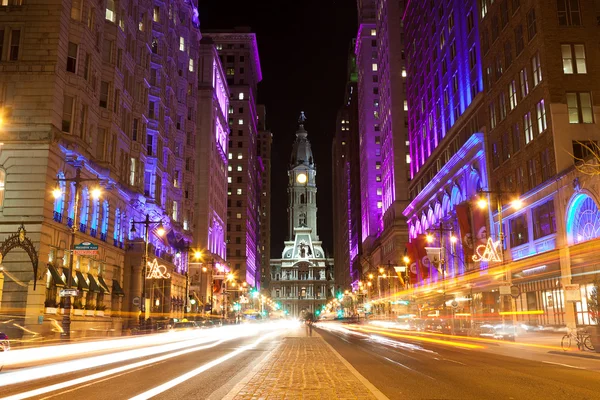 Philadelphia streets by night — Stock Photo, Image