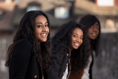 Portrait of happy youngs african american teenage girl clipart