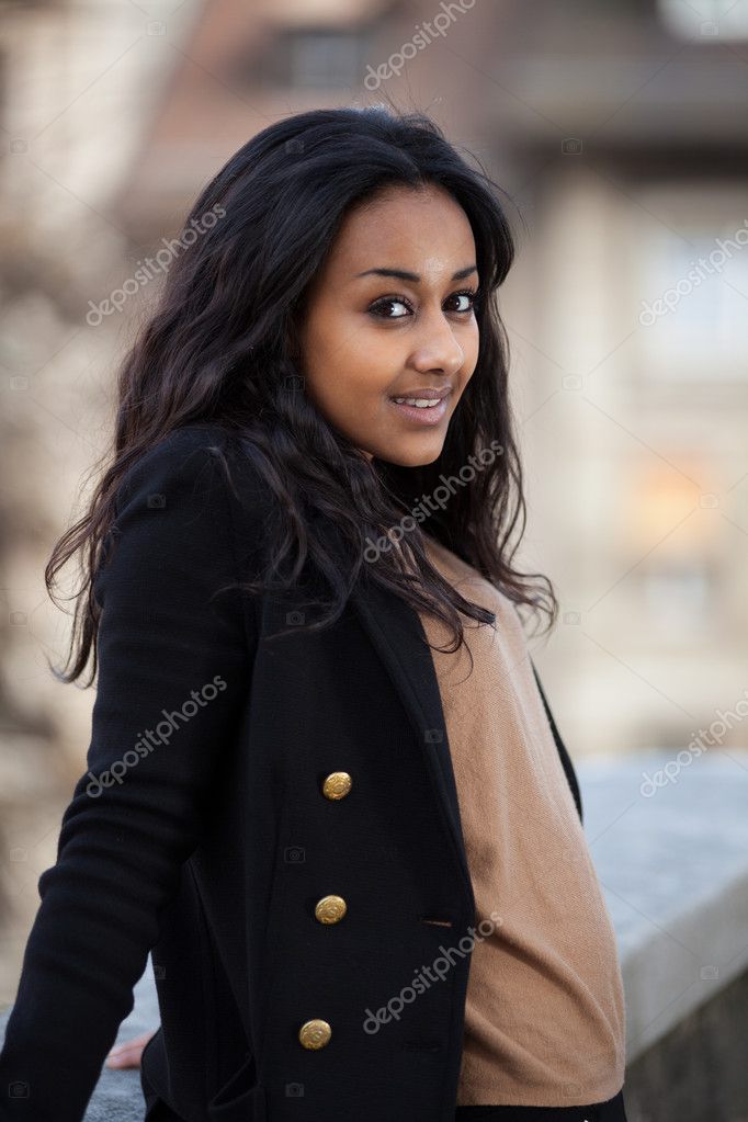 Portrait happy young african american teenage girl Stock Photo by ...