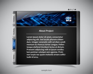 Website template in black and blue colors