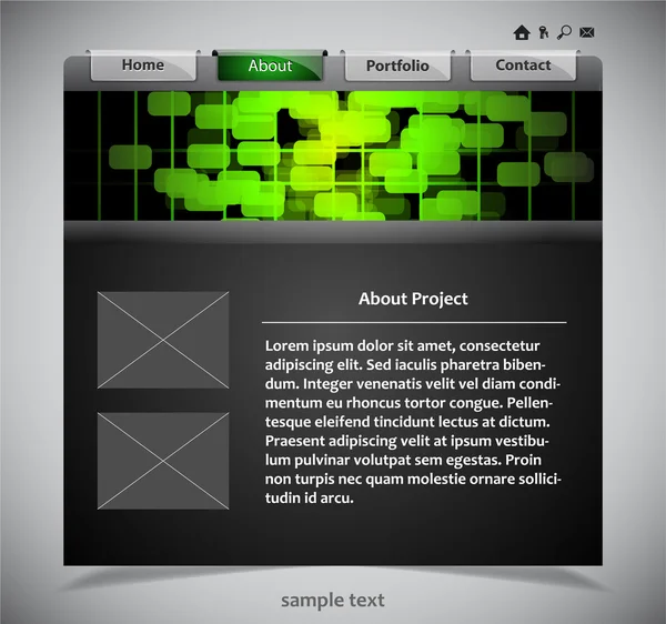 Modello di sito web in colori nero e verde — Vettoriale Stock