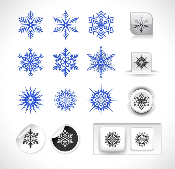 Conjunto de formas de floco de neve — Vetor de Stock
