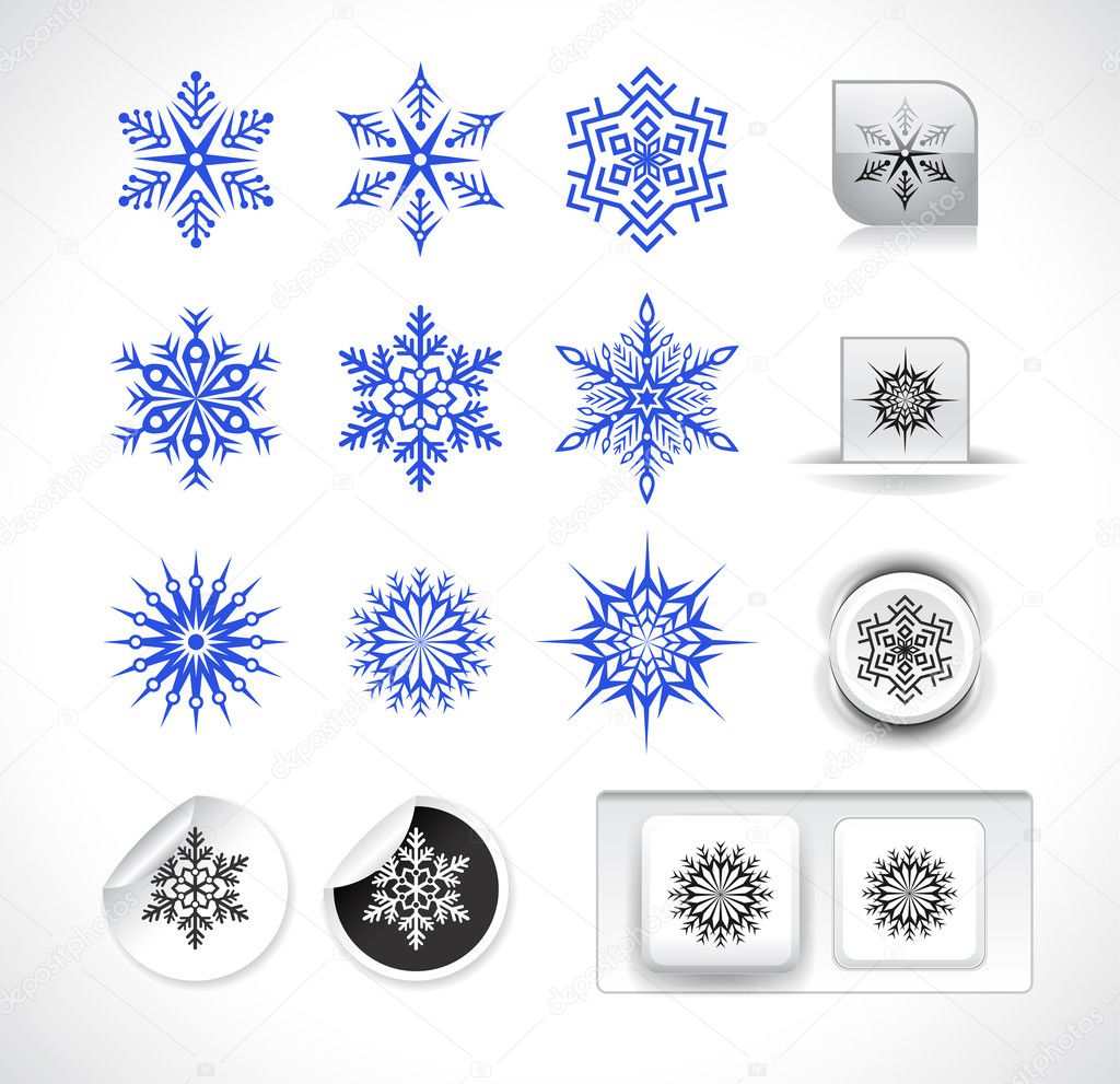 Set of snowflake shapes