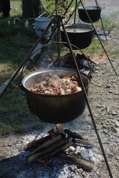 bir yangın gıda hazırlanması